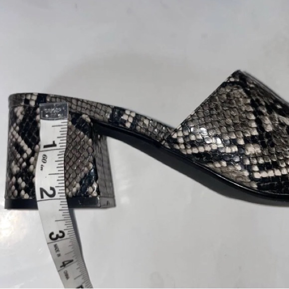 Steve Madden Bishop Black Snakeskin Block Heel Mules Size 11 - Picture 3 of 8
